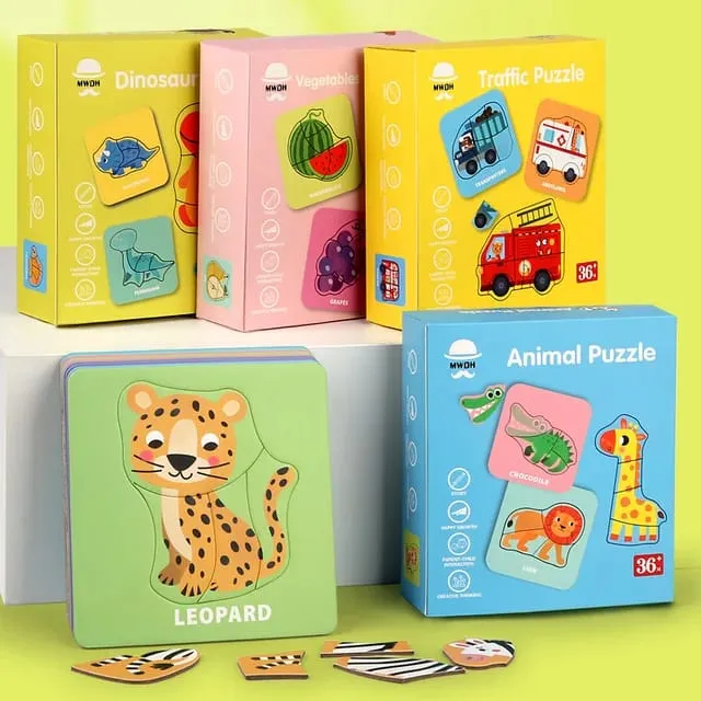 2in1 Jigsaw Puzzle Write and Wipe Cards Random Theme - 569