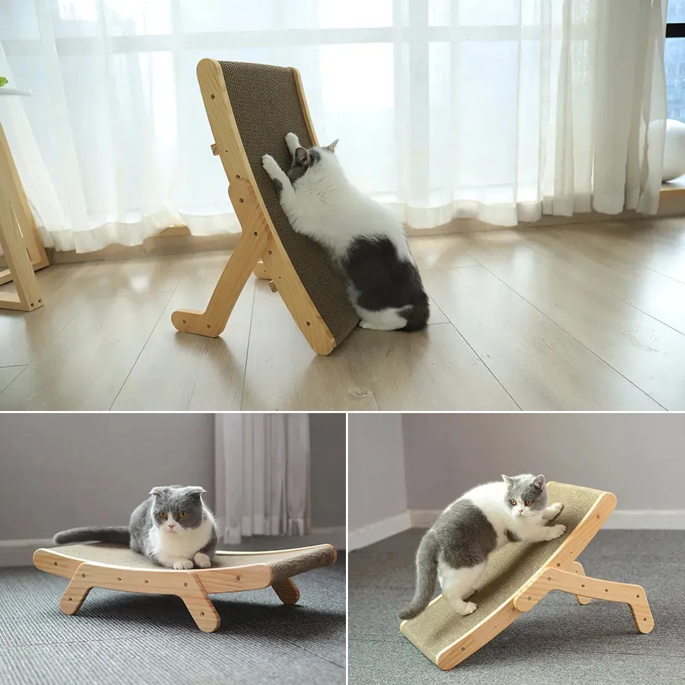 3 In 1 Wooden Cat Scratcher Board Detachable Lounge Bed Cat Scratching Post Grinding Claw Toys Scrapers for Cats Pet Products