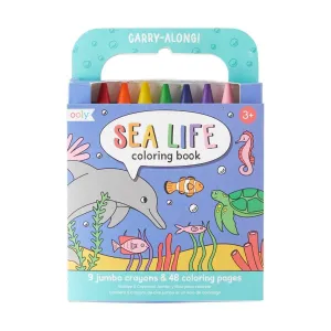 Arts and Crafts | Carry Along Crayon & Coloring Book- Sea Life Travel Coloring Set  | Ooly