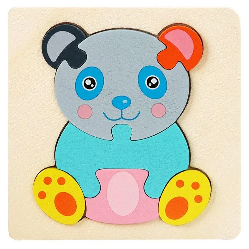 Baby Wooden Puzzle Cartoon Animal Intelligence Cognitive Jigsaw Puzzle Early Learning Educational Puzzle Toys for Children