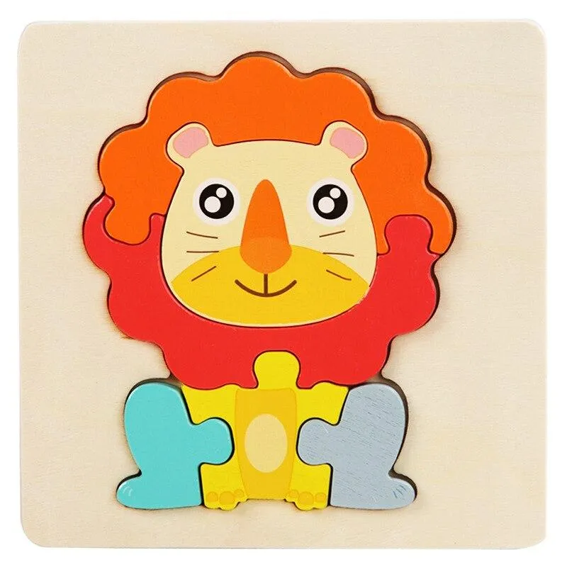 Baby Wooden Puzzle Cartoon Animal Intelligence Cognitive Jigsaw Puzzle Early Learning Educational Puzzle Toys for Children