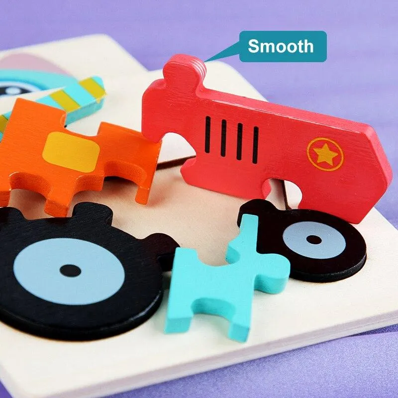 Baby Wooden Puzzle Cartoon Animal Intelligence Cognitive Jigsaw Puzzle Early Learning Educational Puzzle Toys for Children