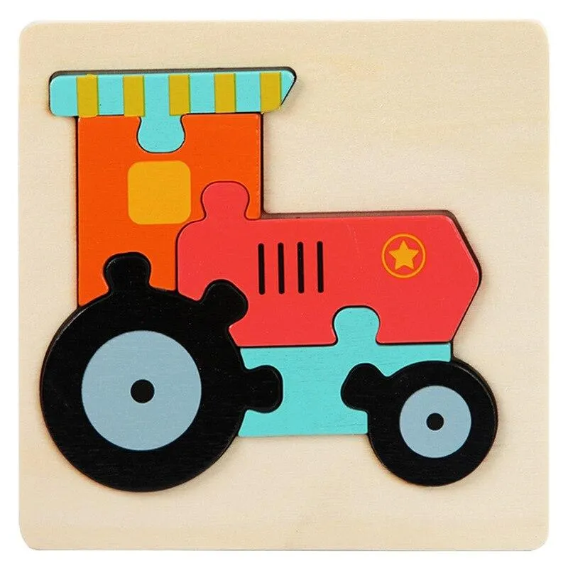 Baby Wooden Puzzle Cartoon Animal Intelligence Cognitive Jigsaw Puzzle Early Learning Educational Puzzle Toys for Children