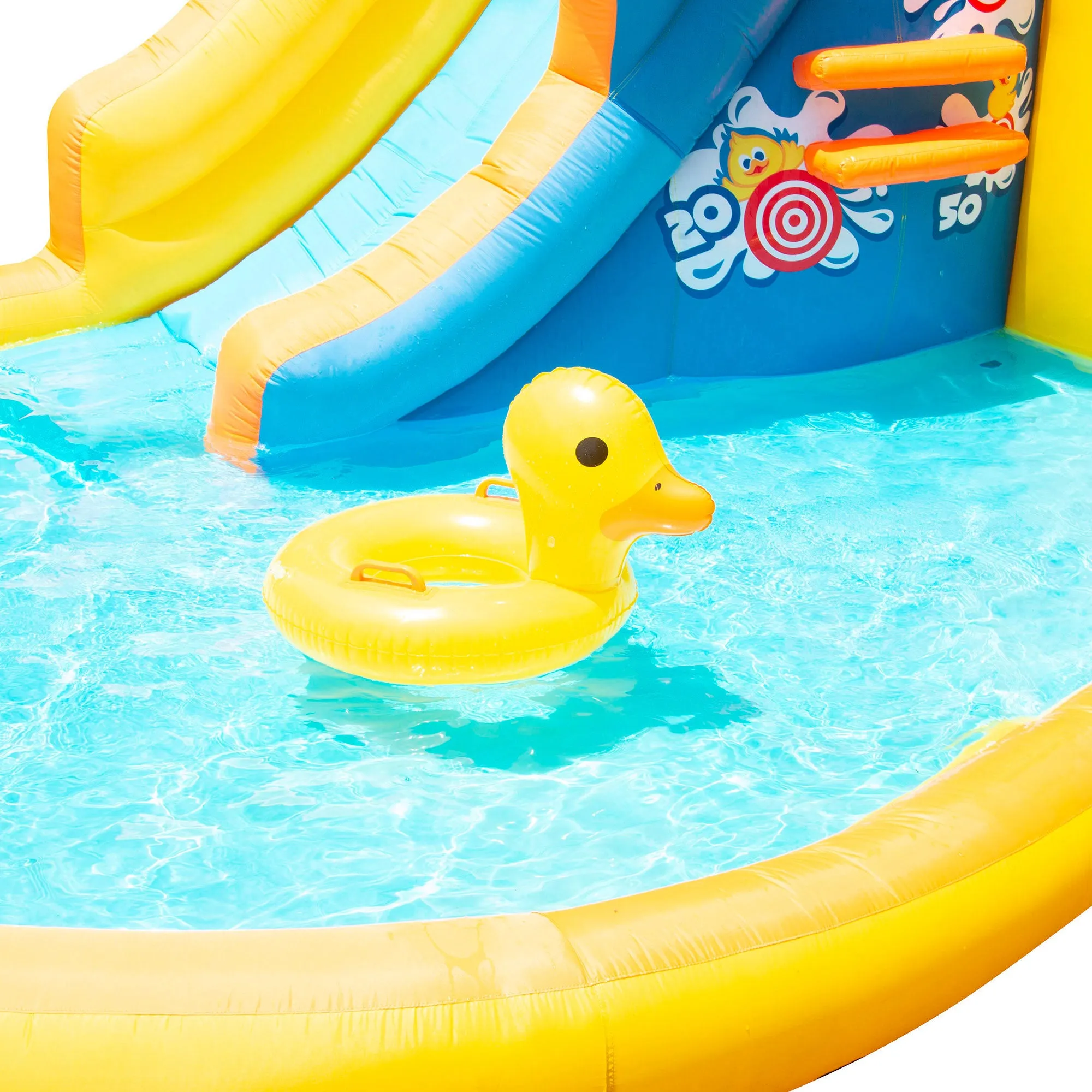 Banzai Duck Blast Water Park Inflatable Slide w/Pool Float & Water Cannon (Used)