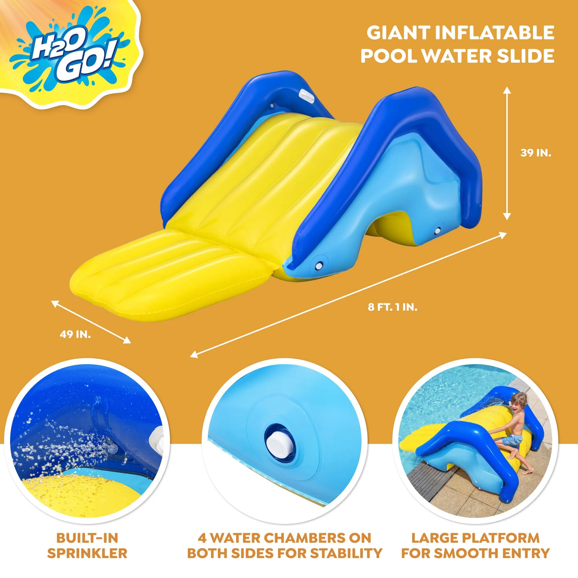 Bestway H2OGO! Giant Inflatable Outdoor Pool Water Slide with Built-In Sprinkler