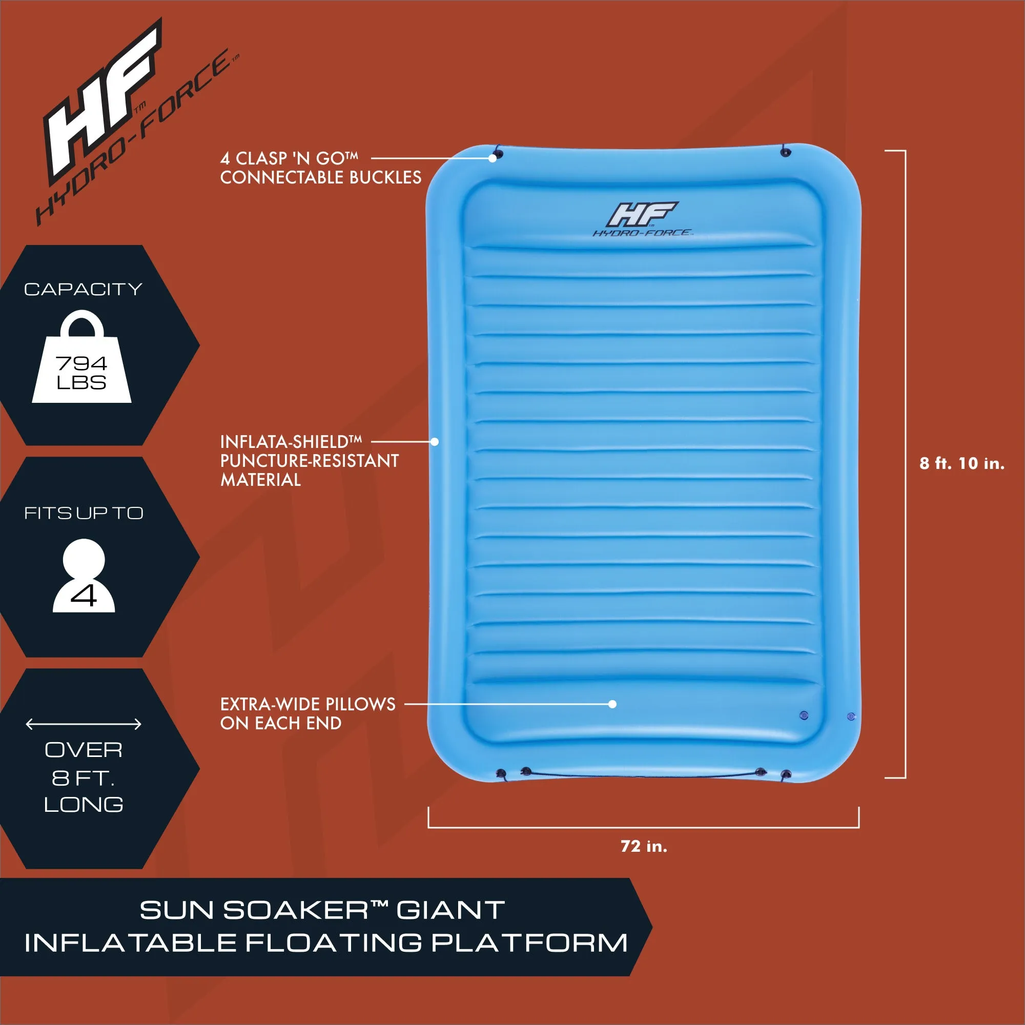 Bestway Hydro-Force Sun Soaker 4 Person Inflatable Platform Float (Open Box)