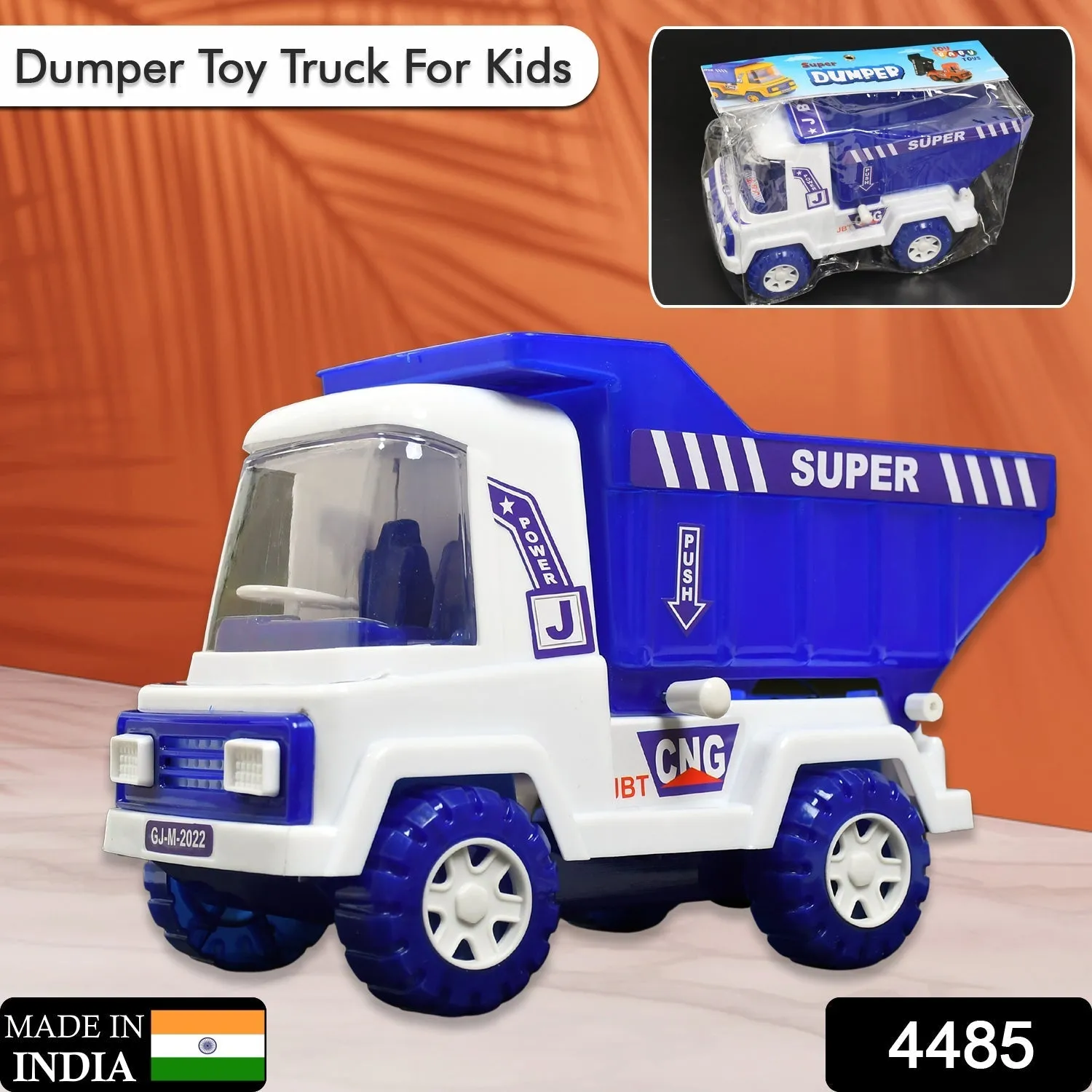 BIG SIZE FRICTION POWERED DUMPER TOY TRUCK FOR KIDS. | WITH OPENING CONTAINER FEATURE. | STRONG & DURABLE PLASTIC MATERIAL. | INDOOR & OUTDOOR PLAY. | MINIATURE SCALED MODELS TRUCK