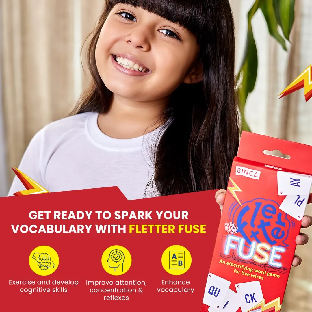 Binca Fletter Fuse Word Game, Fun Card Game for All | Family Game for Kids, Teens and Adults |Test Your Vocabulary | Advanced Version of Fletter | A Gift for Ages 7, 8, 9,10 (2-6 Players)