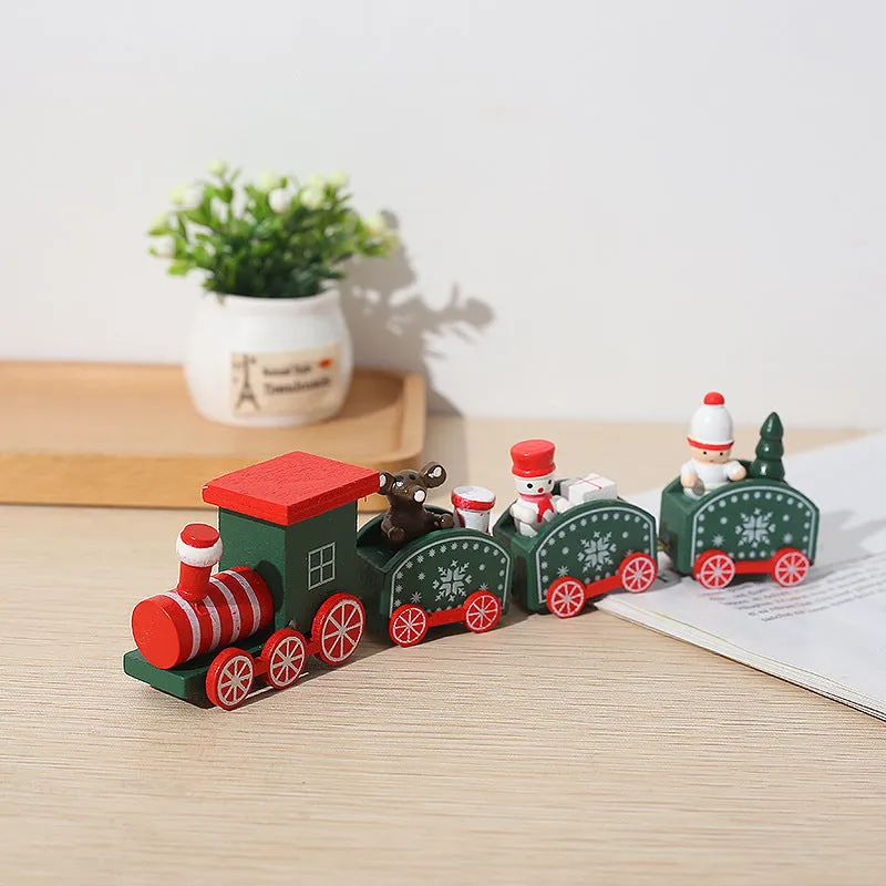 Bulk 3 Pcs Christmas Mini Train Decor Set with Snowman for Xmas Party Ornament Gift Wholesale