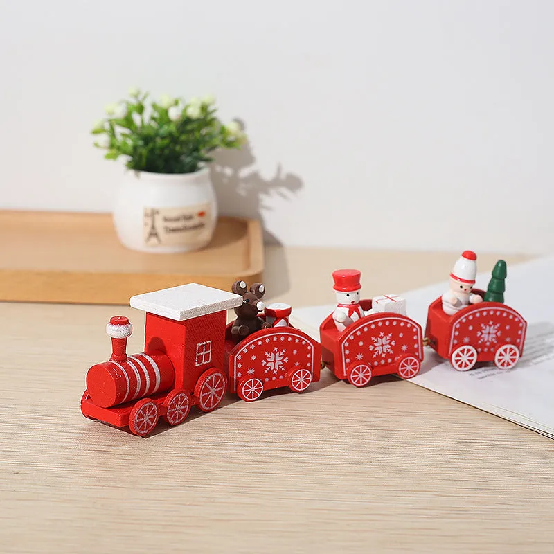 Bulk 3 Pcs Christmas Mini Train Decor Set with Snowman for Xmas Party Ornament Gift Wholesale