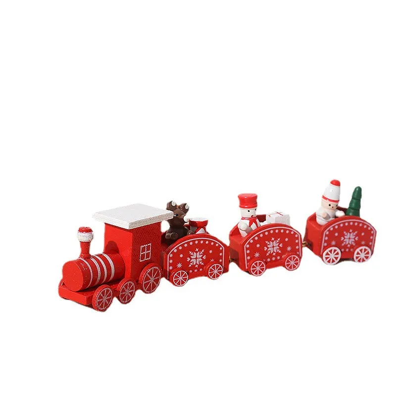 Bulk 3 Pcs Christmas Mini Train Decor Set with Snowman for Xmas Party Ornament Gift Wholesale