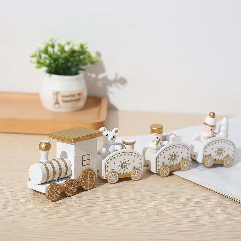 Bulk 3 Pcs Christmas Mini Train Decor Set with Snowman for Xmas Party Ornament Gift Wholesale