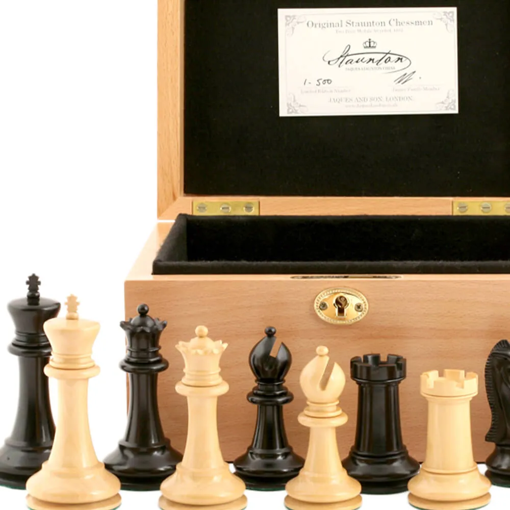 Chess Pieces - 1869 4 inch Boxwood and Ebony in a Beech Box