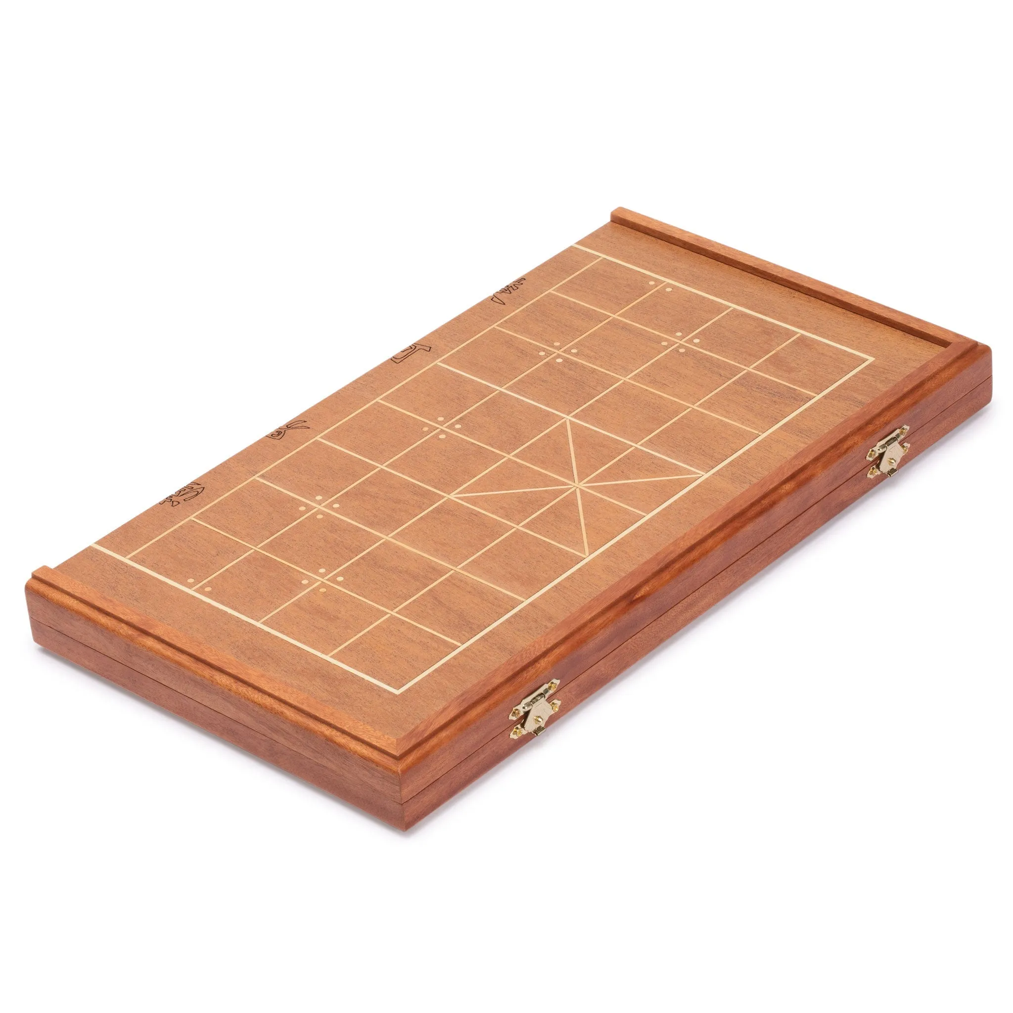 Chinese Chess (Xiangqi) Set with Folding Rosewood Veneer Board (16.3") and Acrylic Playing Pieces