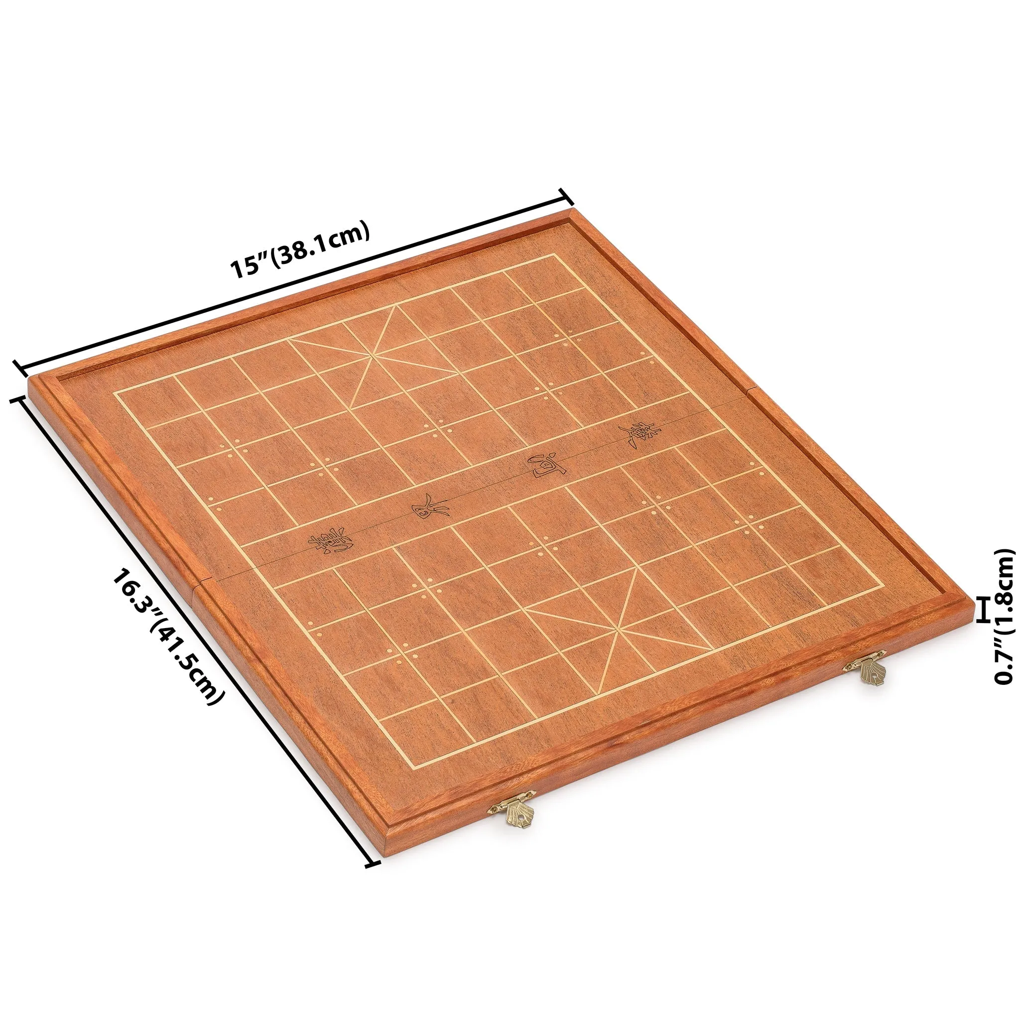 Chinese Chess (Xiangqi) Set with Folding Rosewood Veneer Board (16.3") and Acrylic Playing Pieces