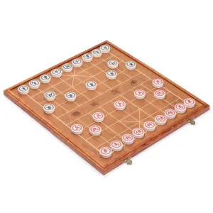 Chinese Chess (Xiangqi) Set with Folding Rosewood Veneer Board (16.3") and Acrylic Playing Pieces