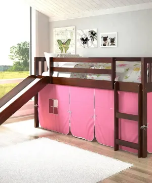 Chloe Low Loft with Slide & Pink Tent