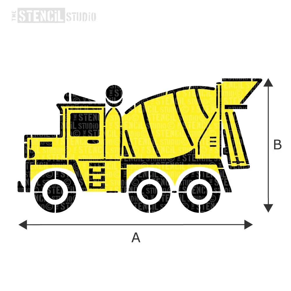 Construction Vehicles -Digger, Dumper Truck, Excavator & Mixer Lorry Stencils