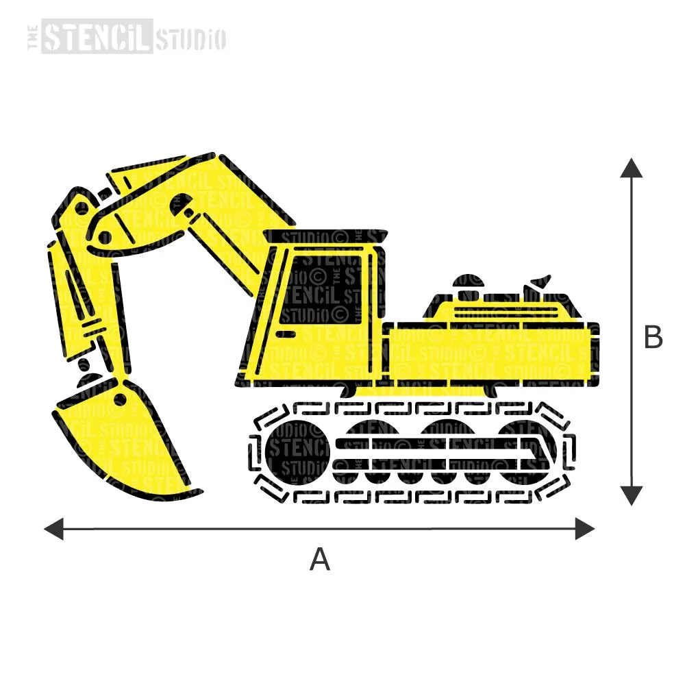 Construction Vehicles -Digger, Dumper Truck, Excavator & Mixer Lorry Stencils