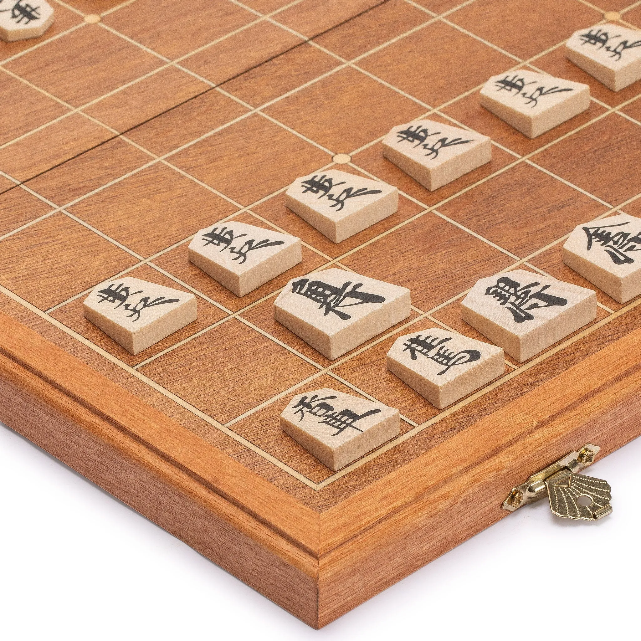 Folding Wooden Shogi Japanese Chess Game Set - 12.7"