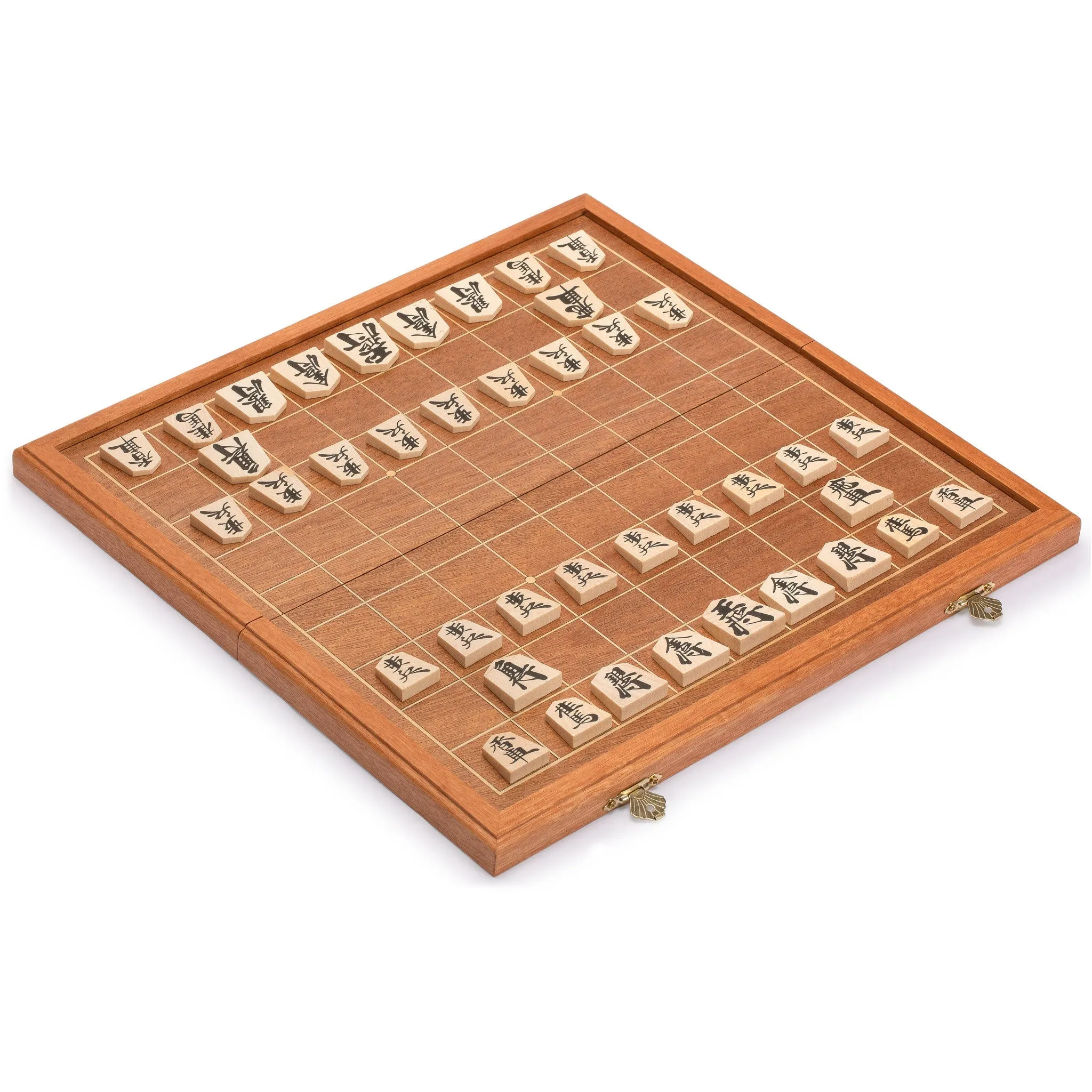 Folding Wooden Shogi Japanese Chess Game Set - 12.7"