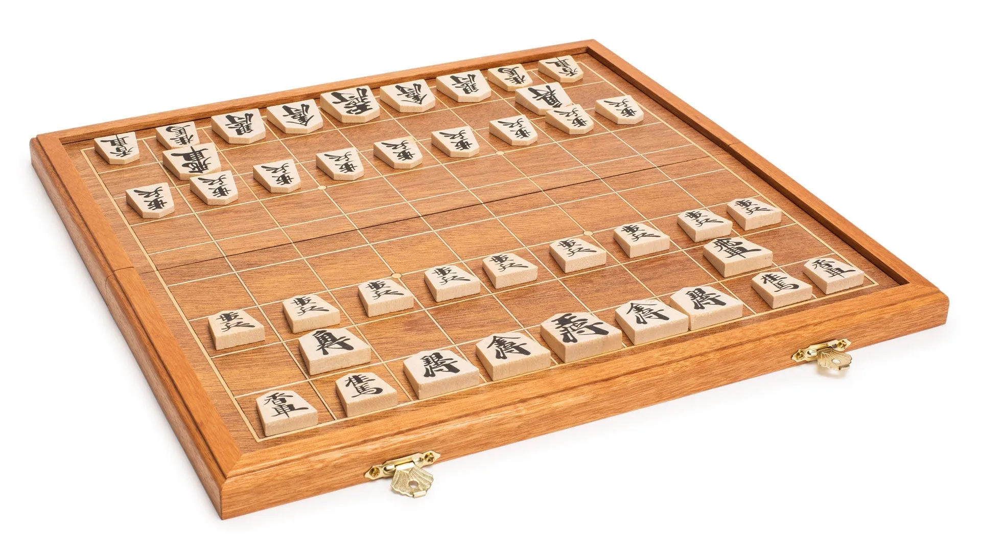 Folding Wooden Shogi Japanese Chess Game Set - 12.7"