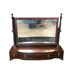 Georgian Regency Mahogany Dressing Table Swing Mirror Toilet with Lions Head Pulls