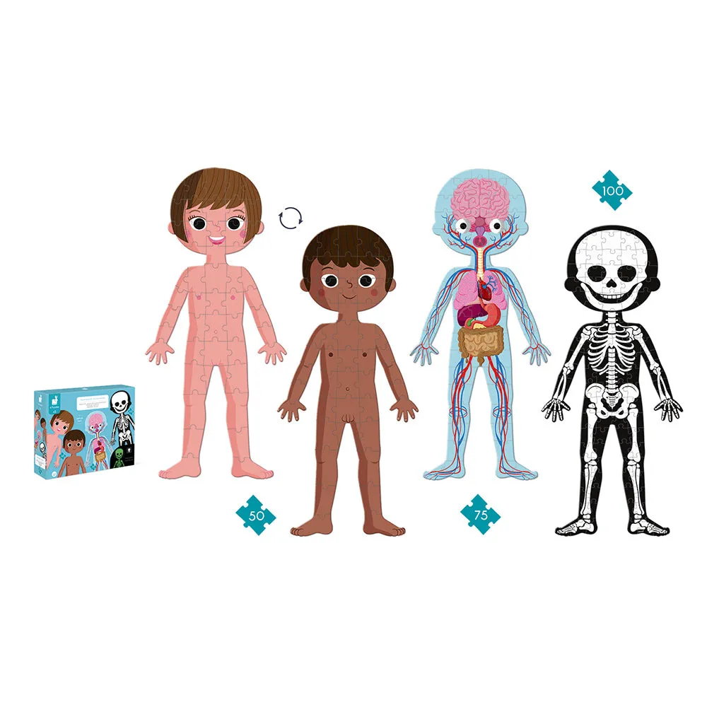 Janod Educational Puzzle Human Body- 4 puzzles