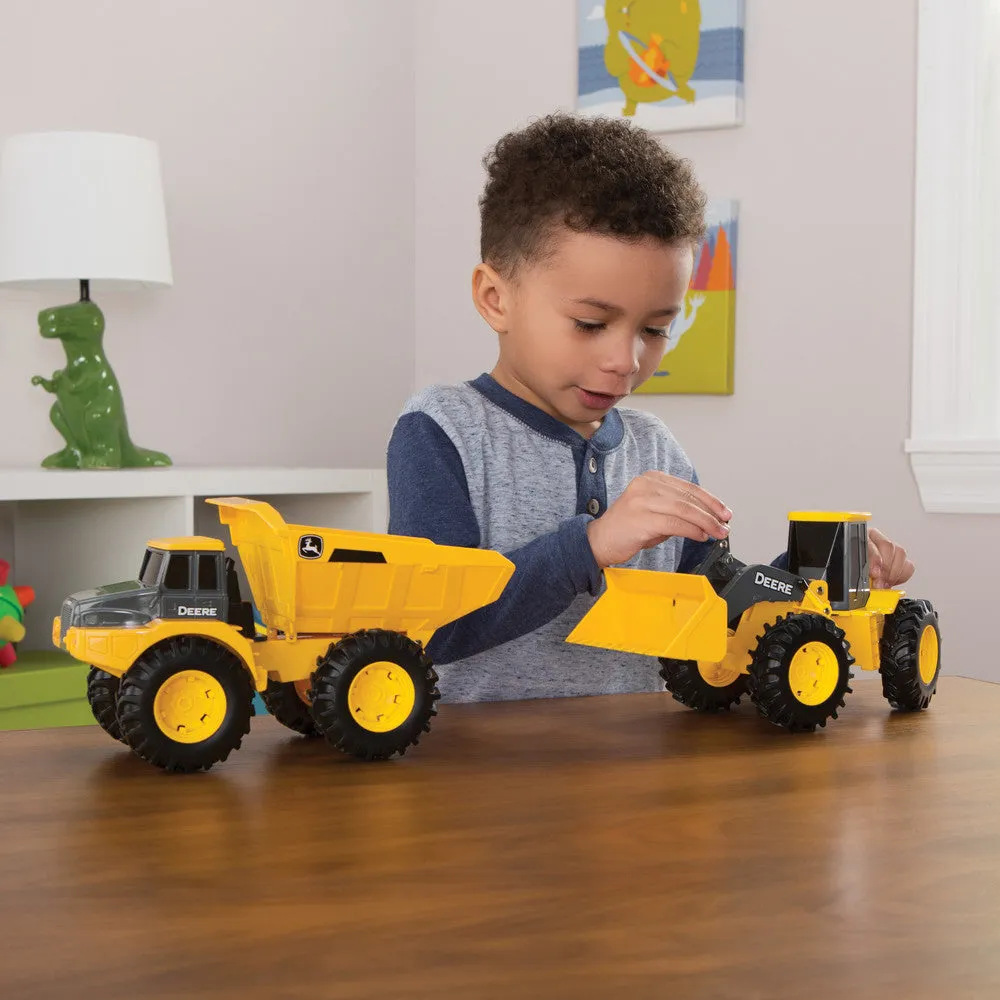 John Deere 28cm Dump Truck & Wheel Loader Toy Assortment