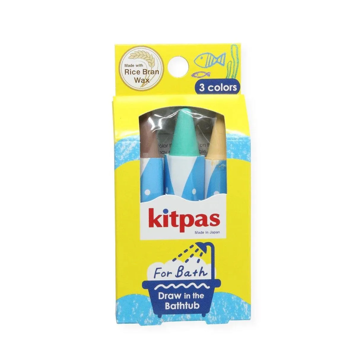 Kitpas - set of 3 rice wax crayons for bath - brown, green, yellow