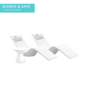 Ledge Lounger Resort Luxury Outdoor Paradise Bundle - In-Pool & Patio Furniture (2 Autograph Chaise Loungers, 2 Headrest Pillows, & Side Table)