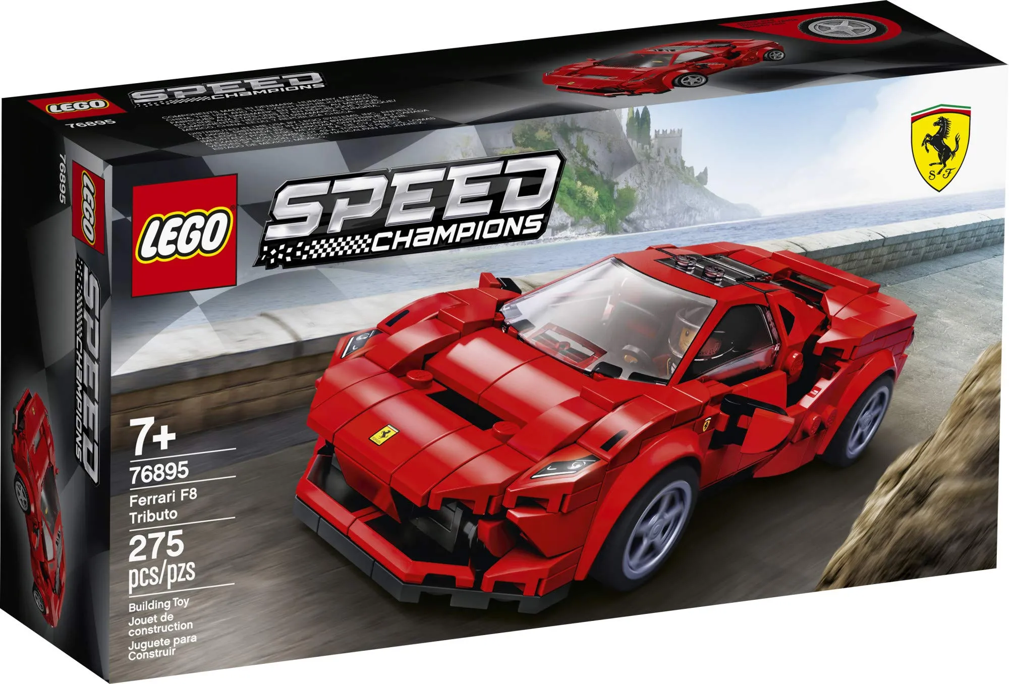 LEGO Speed Champions 76895 Ferrari F8 Tributo Toy Cars for Kids, Building Kit Featuring Minifigure (275 Pieces) (Like New, Open Box)