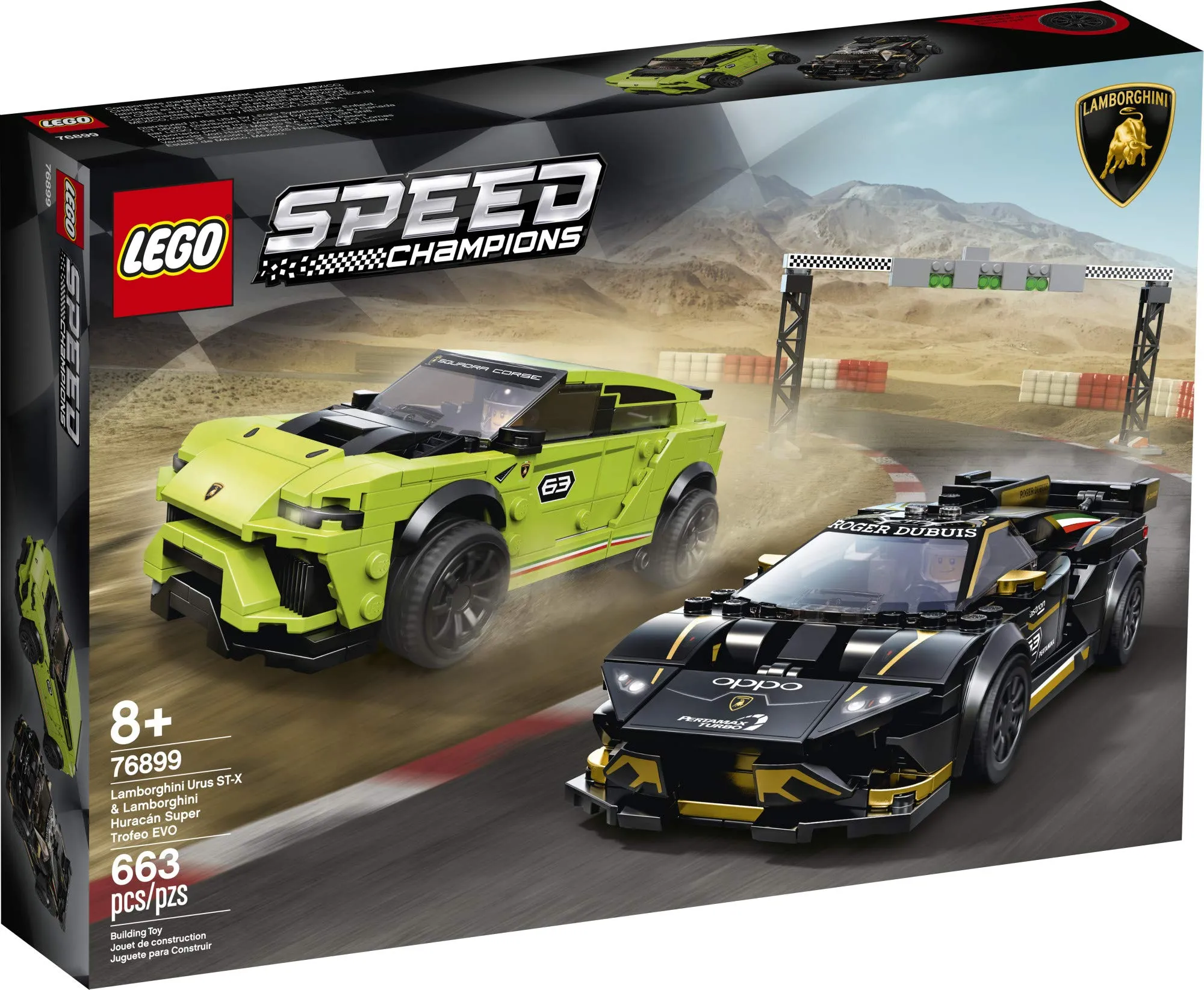 LEGO Speed Champions Lamborghini Urus ST-X and Lamborghini Huracan Super Trofeo EVO 76899 Building Kit (663 Pieces)