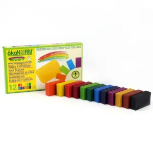 OkoNorm 12 Coloured Wax Crayon Blocks