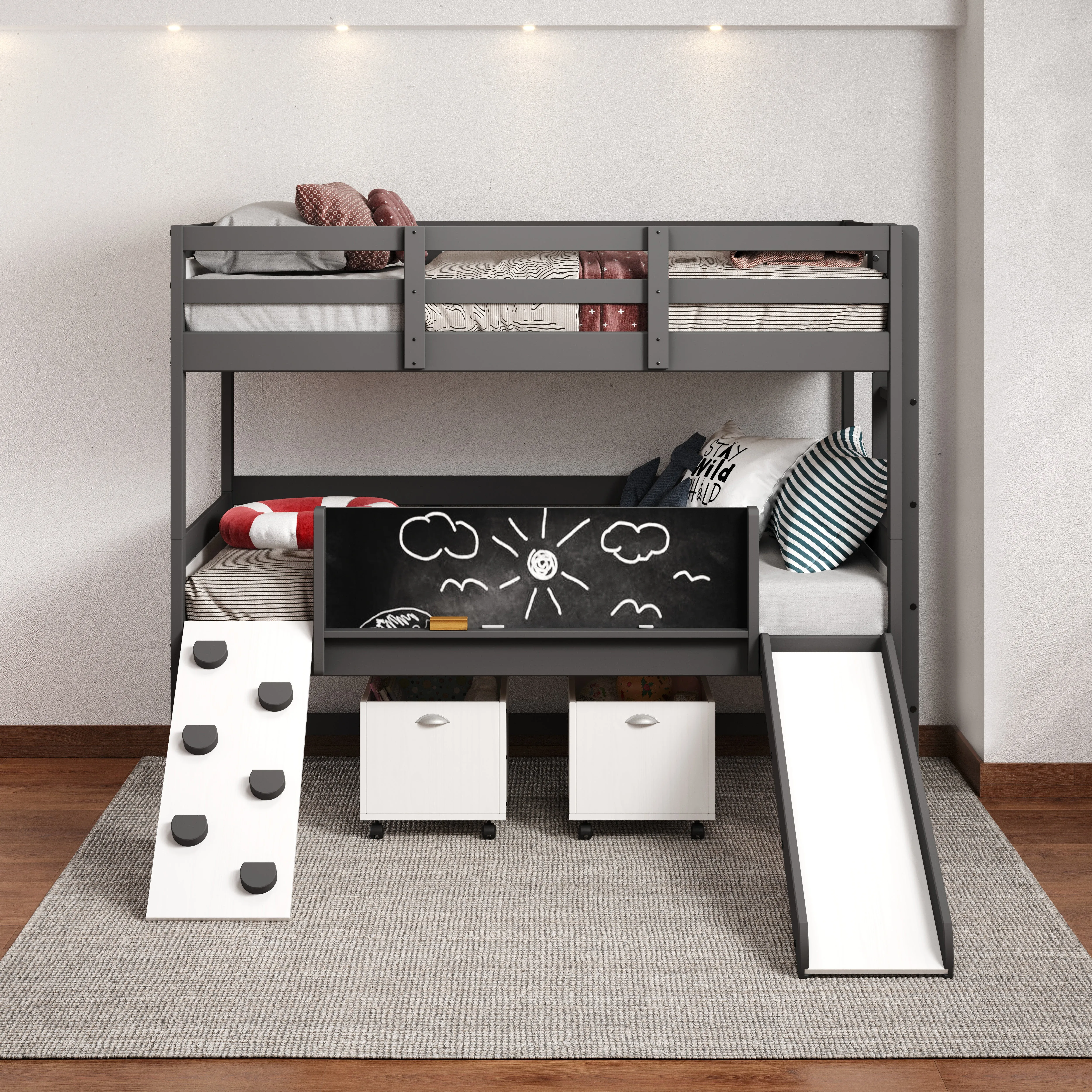 Ophelia Bunk Bed with Slide & Climbing Wall