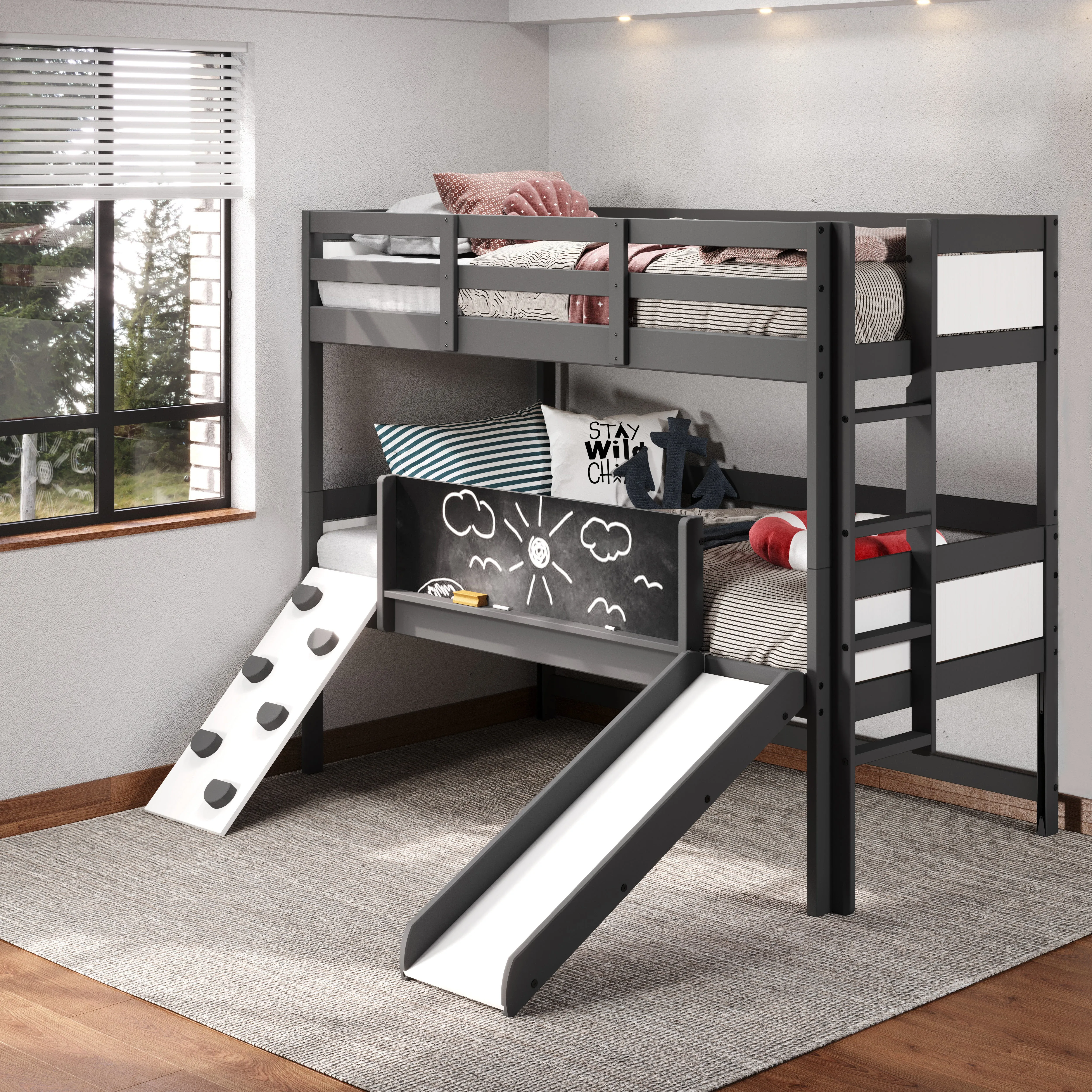 Ophelia Bunk Bed with Slide & Climbing Wall