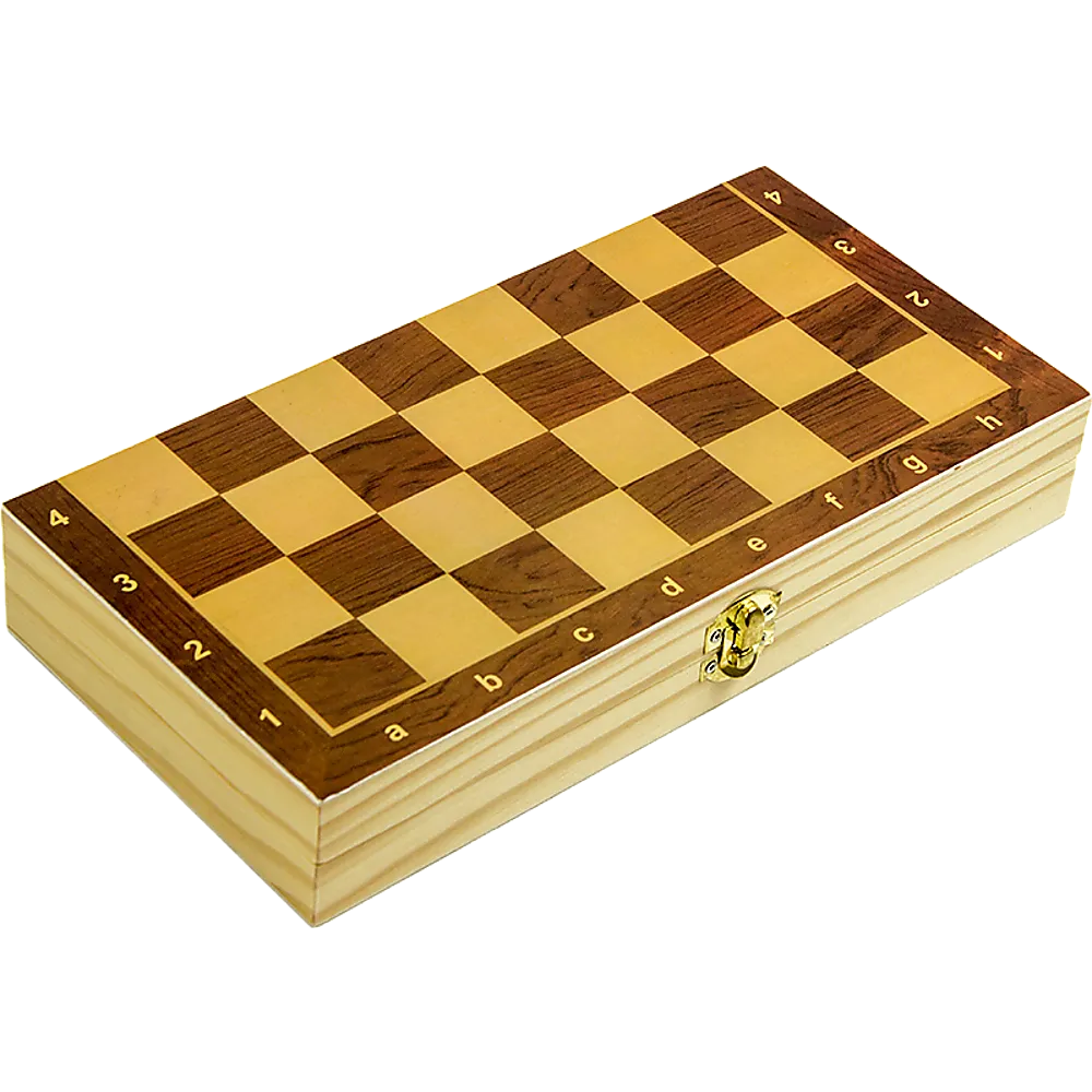 Portable Heirloom Wooden Chess Set with Folding Board