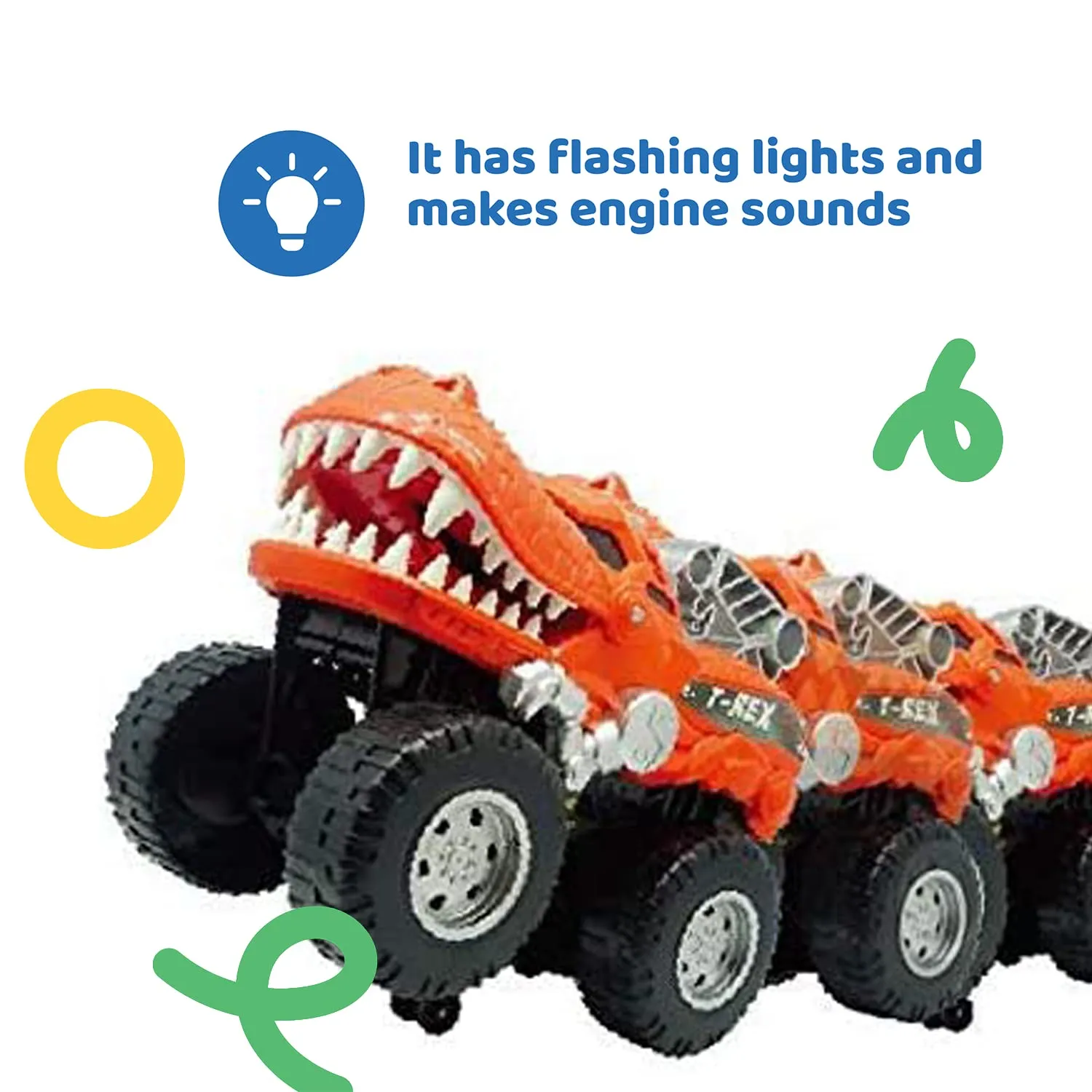 Powerful Dinosaur Monster Truck With Chomping, Roaring T-Rex - Battery Powered Dinosaur