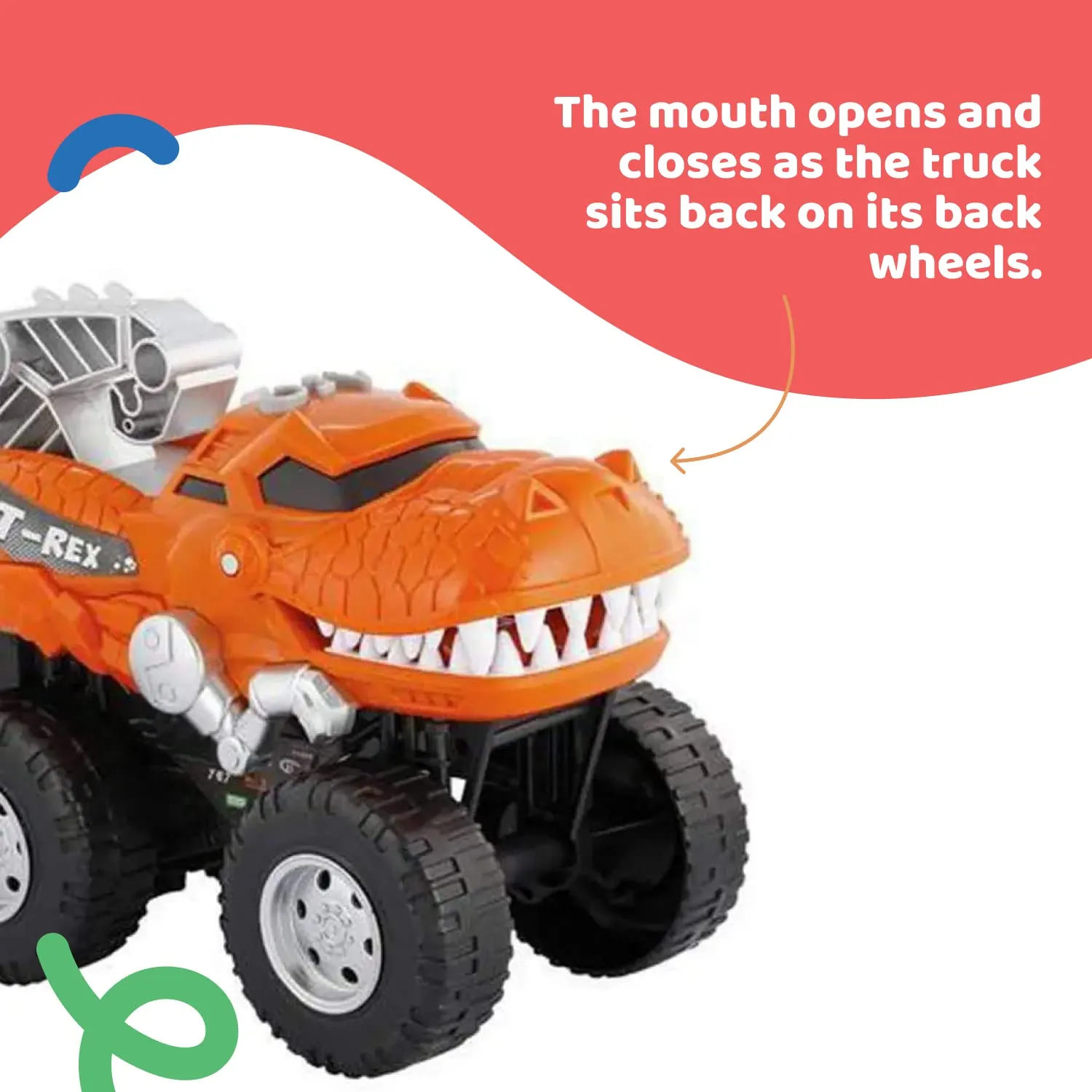 Powerful Dinosaur Monster Truck With Chomping, Roaring T-Rex - Battery Powered Dinosaur