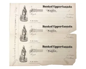 Rare Antique 1850s Bank Of Upper Canada Hamilton Checks Blank Cheque