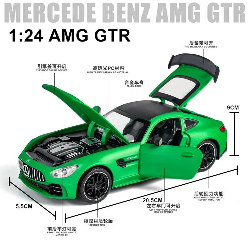 Resembling Big Size 1/24 Benz AMG GTR RB Toy Cars