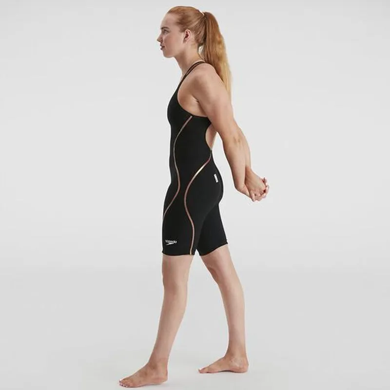 Speedo - Women's Fastskin LZR Intent Openback Kneeskin - Black/Gold