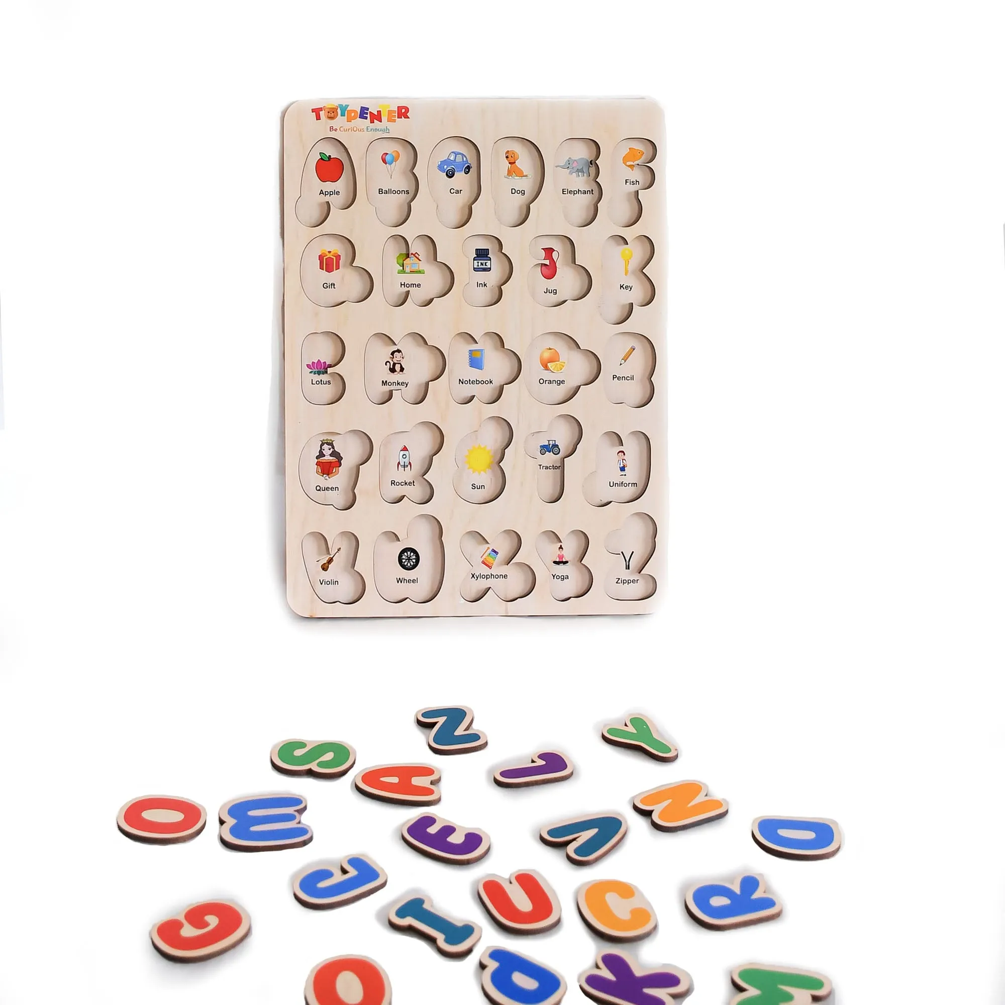 TOYPENTER Wooden Learning Educational Board for Kids, Puzzle Toys for 2 Years Old Boys & Girls - Combo Pack (Alphabets & Numbers) (ABC & 123)