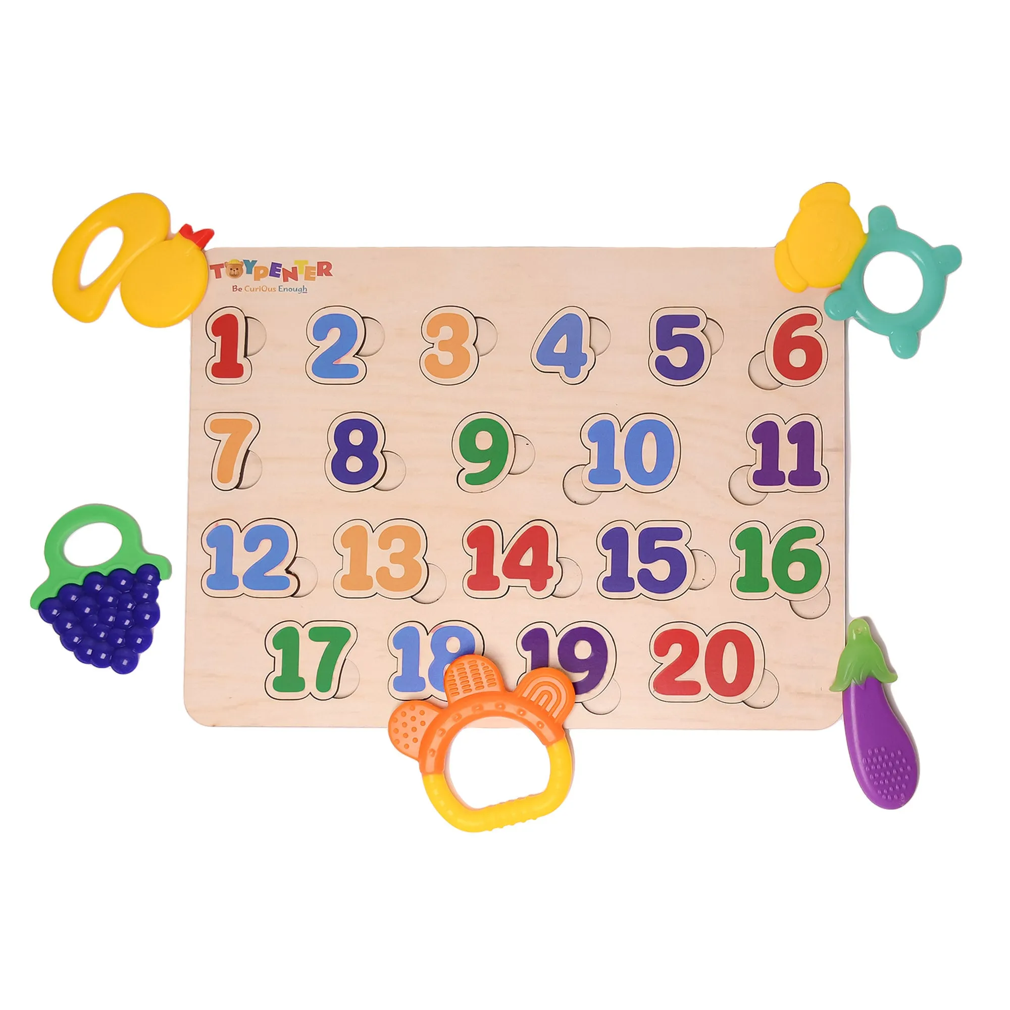 TOYPENTER Wooden Learning Educational Board for Kids, Puzzle Toys for 2 Years Old Boys & Girls - Combo Pack (Alphabets & Numbers) (ABC & 123)