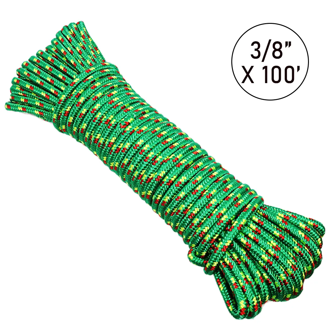 Ultra-Durable 3/8" x 100' Polypropylene Truck Rope: 1,200 lbs Breaking Strength, 400 lbs Working Load Limit, Diamond Braided Construction