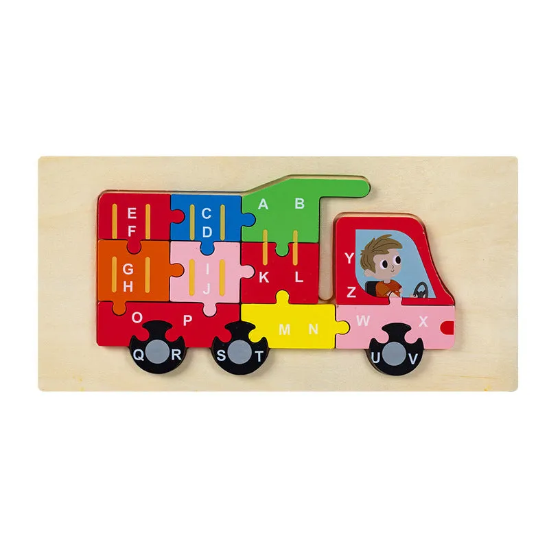 Wooden Alphabet Learning Jigsaw Puzzle Random Character - 191