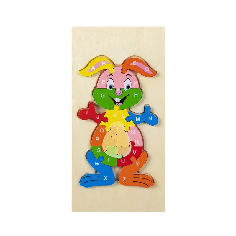 Wooden Alphabet Learning Jigsaw Puzzle Random Character - 191