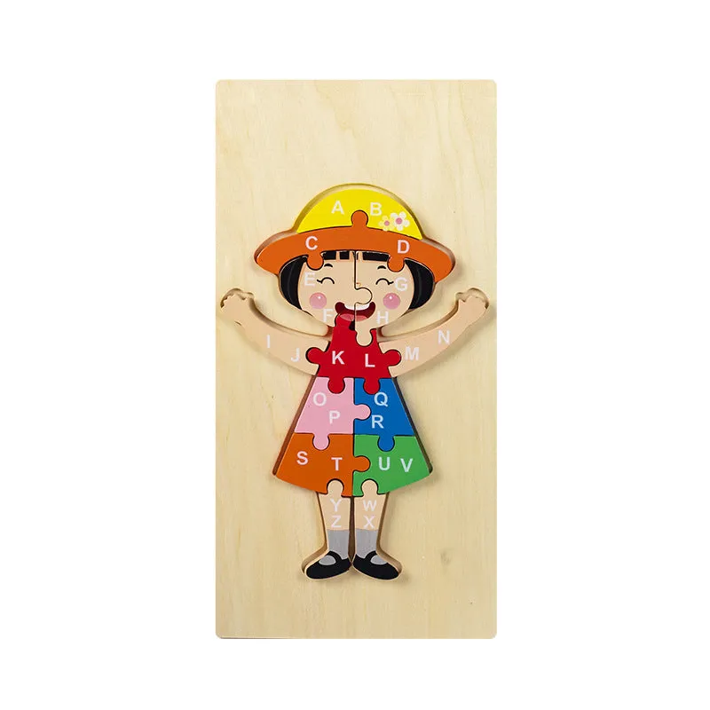 Wooden Alphabet Learning Jigsaw Puzzle Random Character - 191