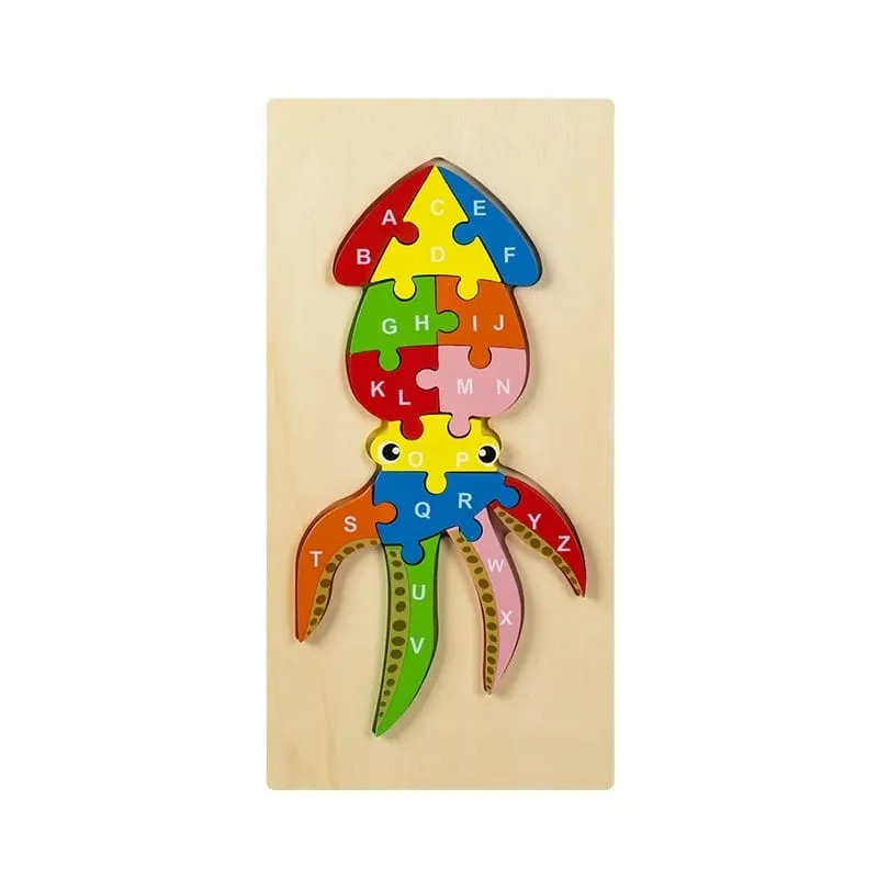 Wooden Alphabet Learning Jigsaw Puzzle Random Character - 191