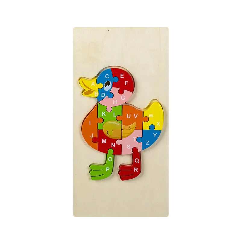 Wooden Alphabet Learning Jigsaw Puzzle Random Character - 191